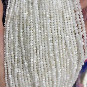 2-4mm White Moonstone Faceted Beads