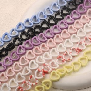 14mm hollow heart ceramic beads