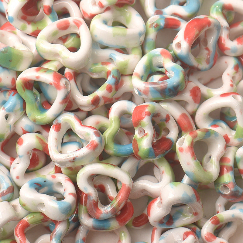 14mm hollow heart ceramic beads