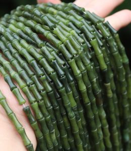 5*12mm olive jade bamboo tube beads