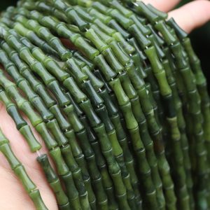 5*12mm olive jade bamboo tube beads