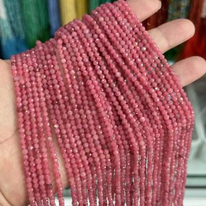 2-4mm Brazilian Rhodochrosite Faceted Round Beads