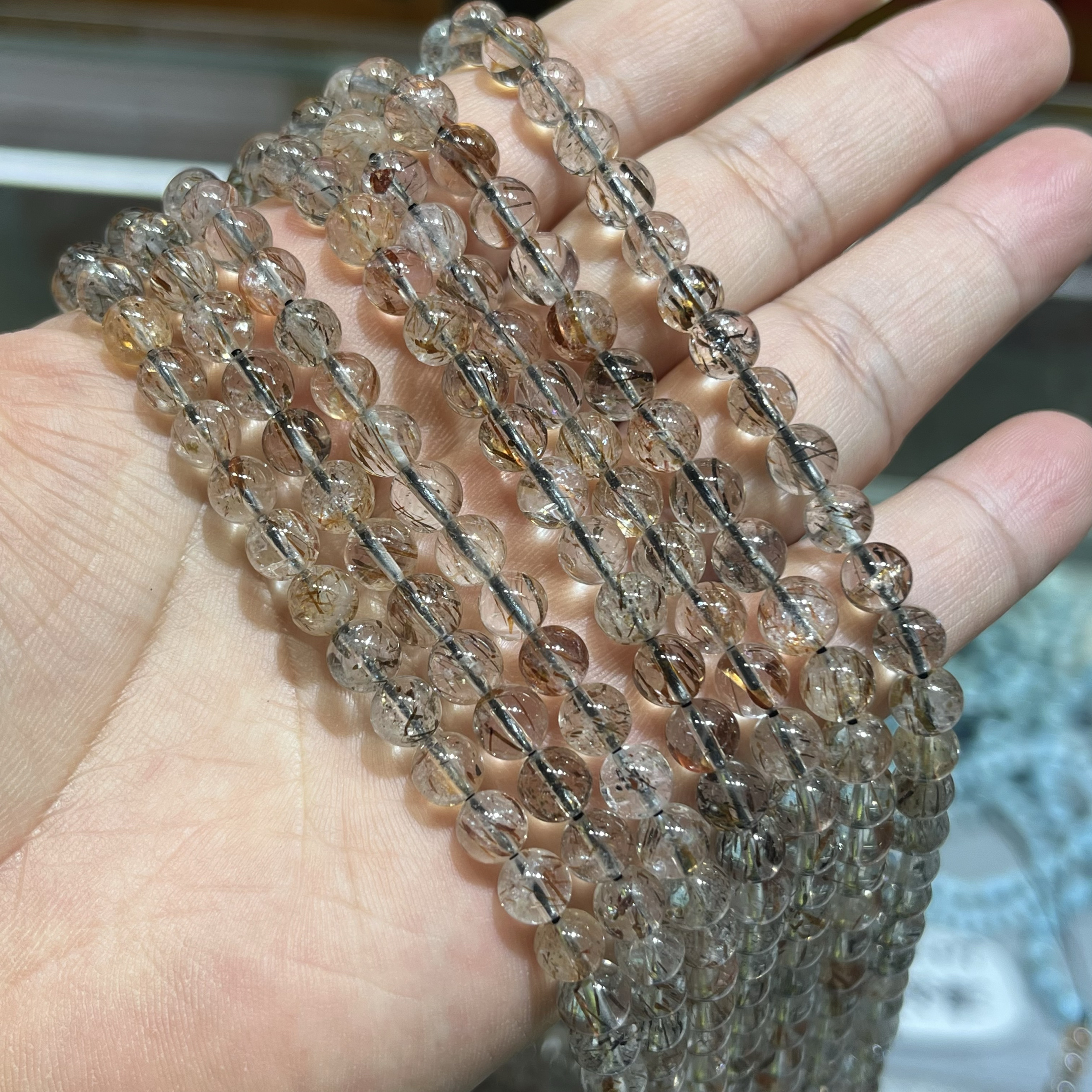 4-10mm Black Gold Super Seven Beads