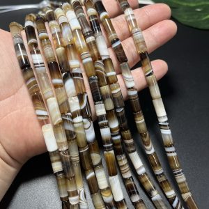 6*16mm Brazilian brown agate tube beads