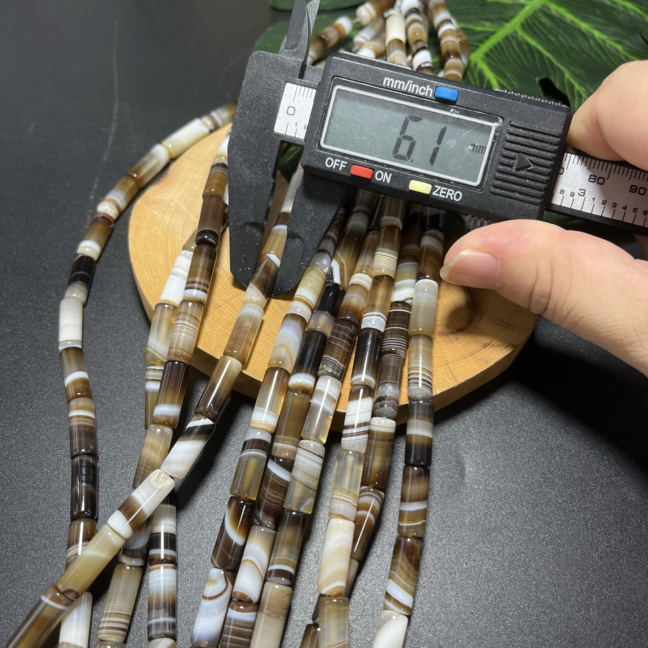 6*16mm Brazilian brown agate tube beads