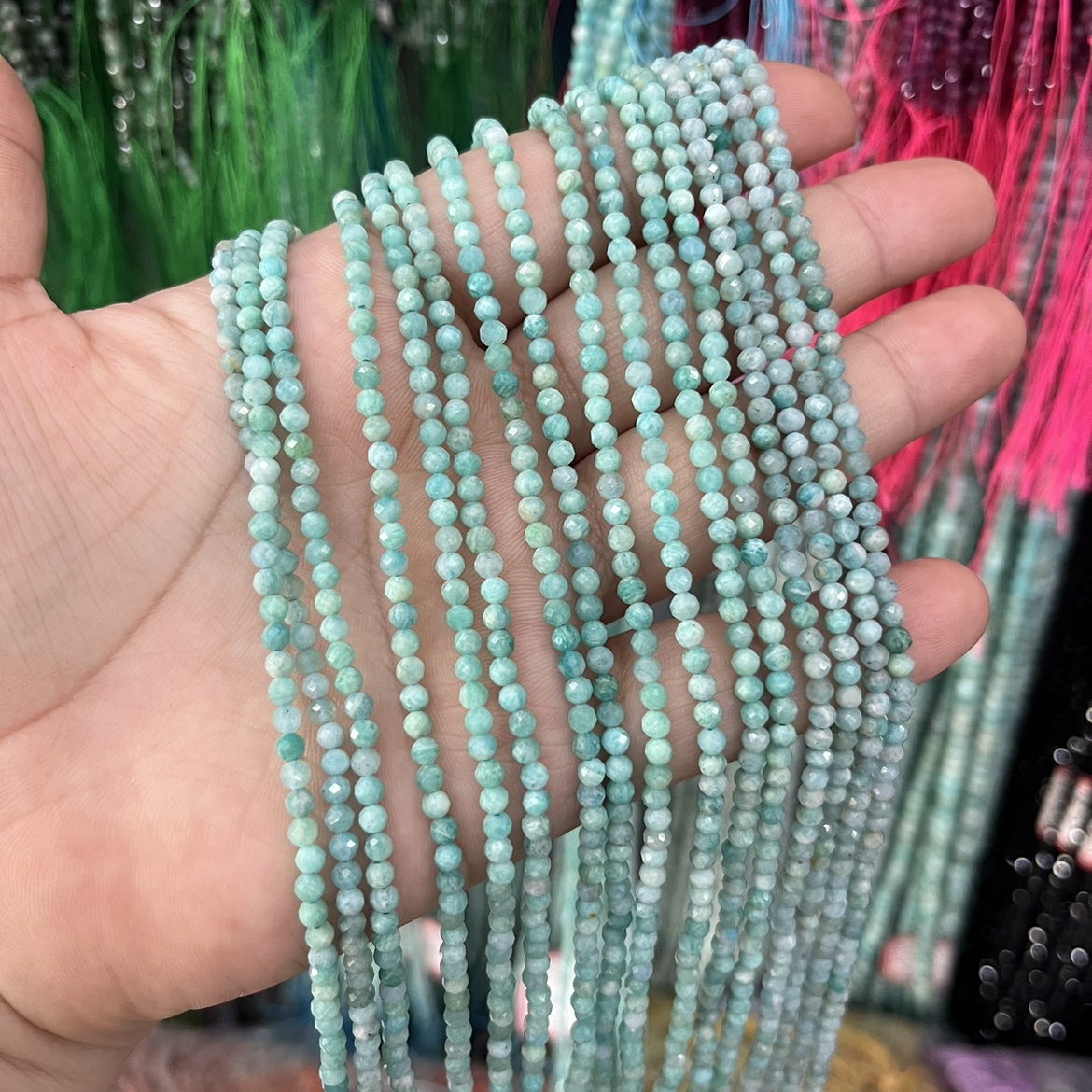 2-3mm faceted amazonite beads