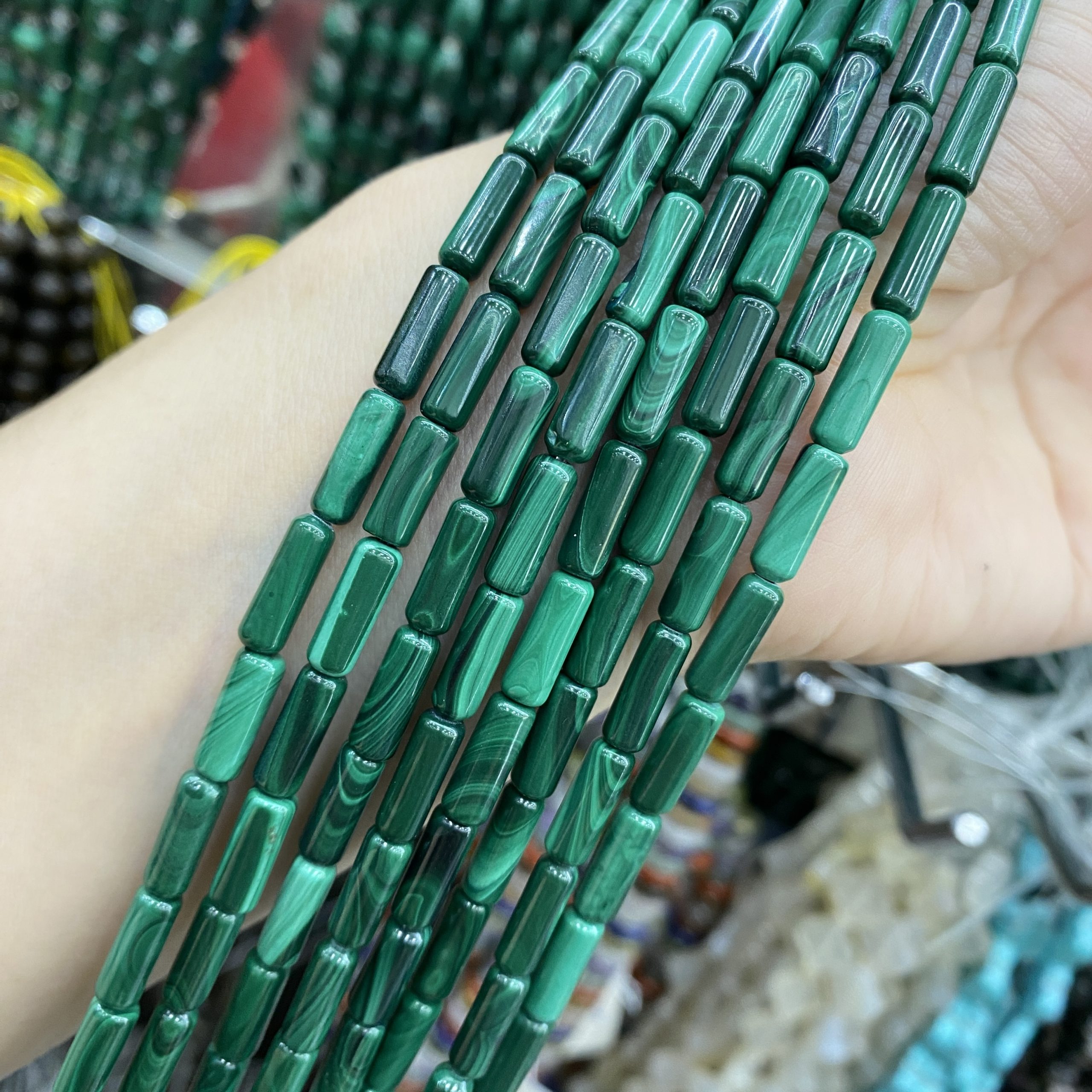 4*11mm Malachite tube beads