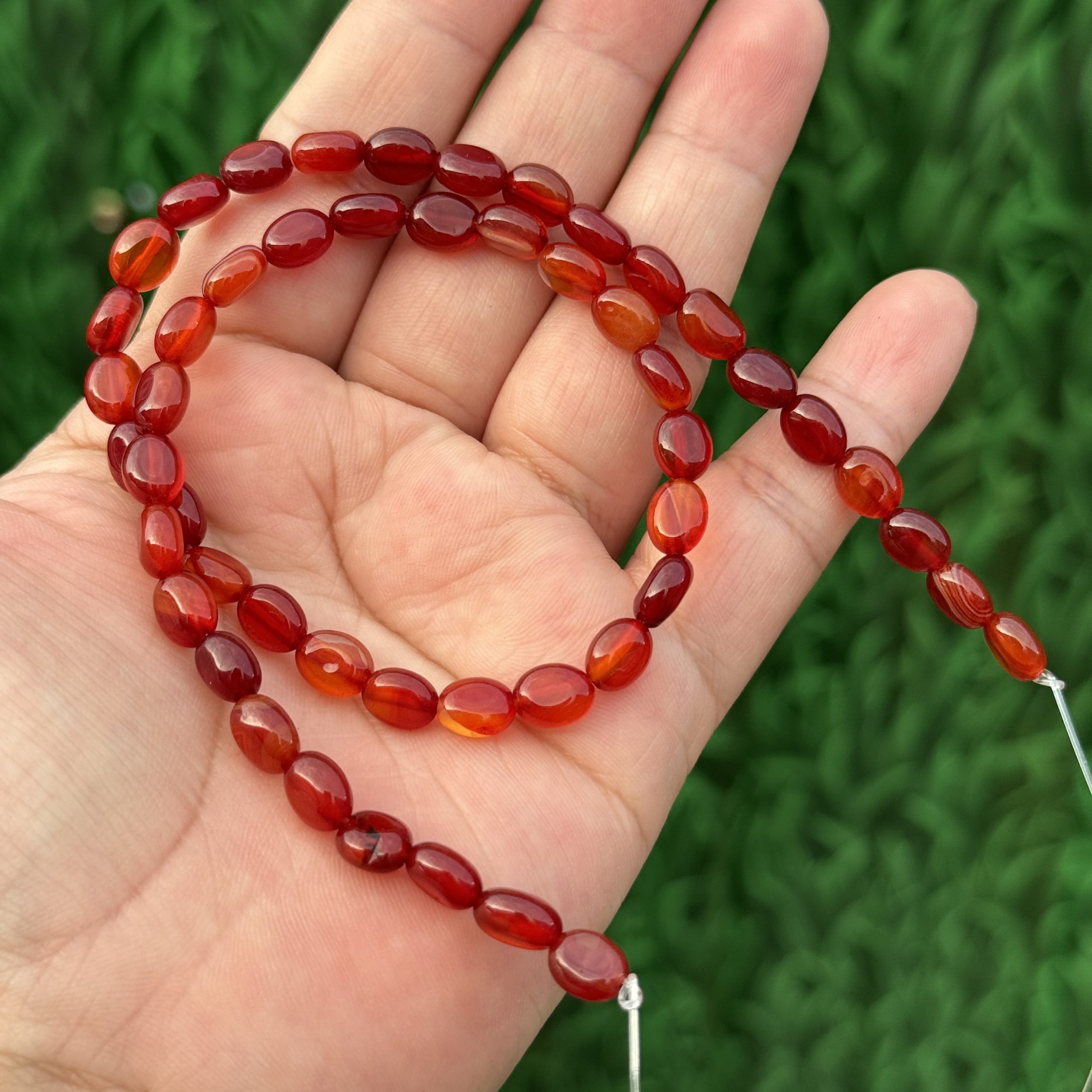 6*8mm red agate oval flat beads