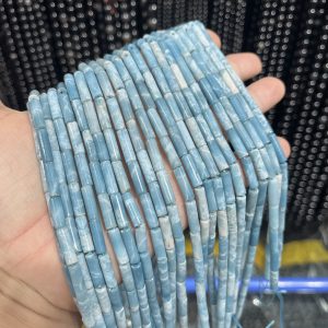 4*13mm Larimar stone round tube beads