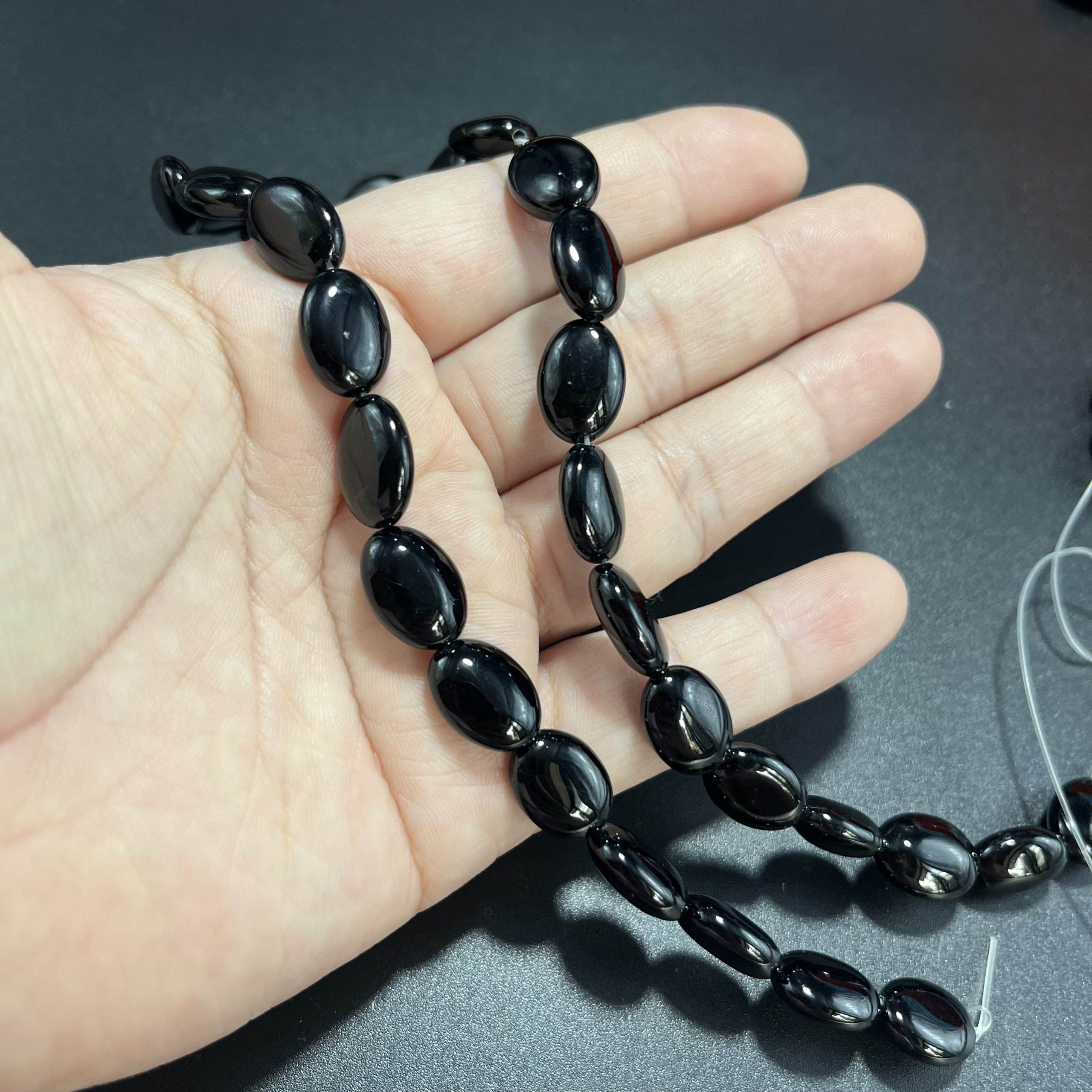 10*14*5mm black agate oval flat beads