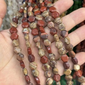 8*8mm Red Jasper six-pointed star flat beads