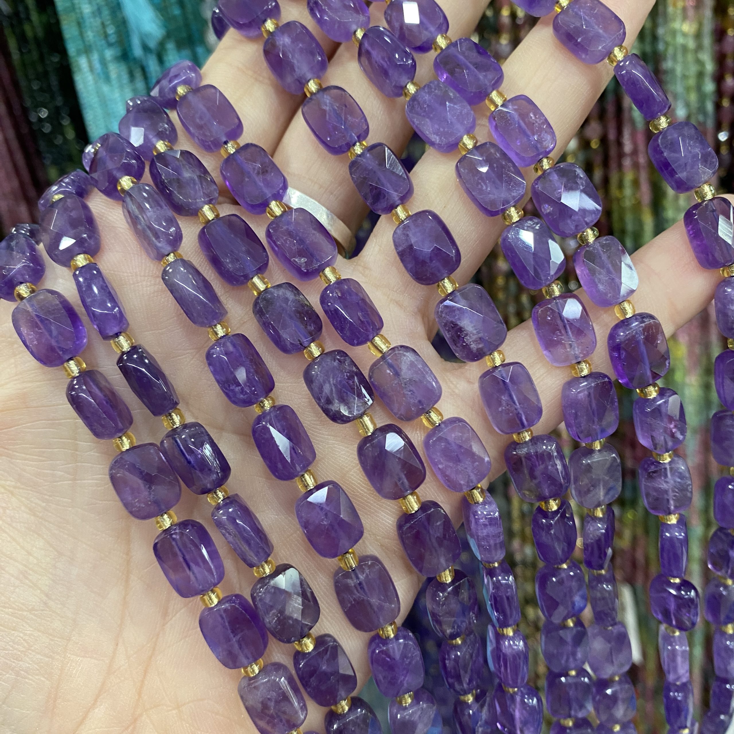 8.5*10*4.5mm Brazilian Amethyst faceted square beads