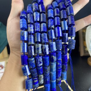 12*17mm Lapis Lazuli Polygonal Cylindrical Tube Beads