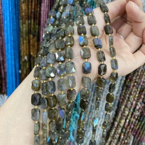 8.5*10*4.5mm Fantasy iridescent labradorite faceted square beads