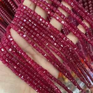 3-4mm Ruby Sugar Cube Beads