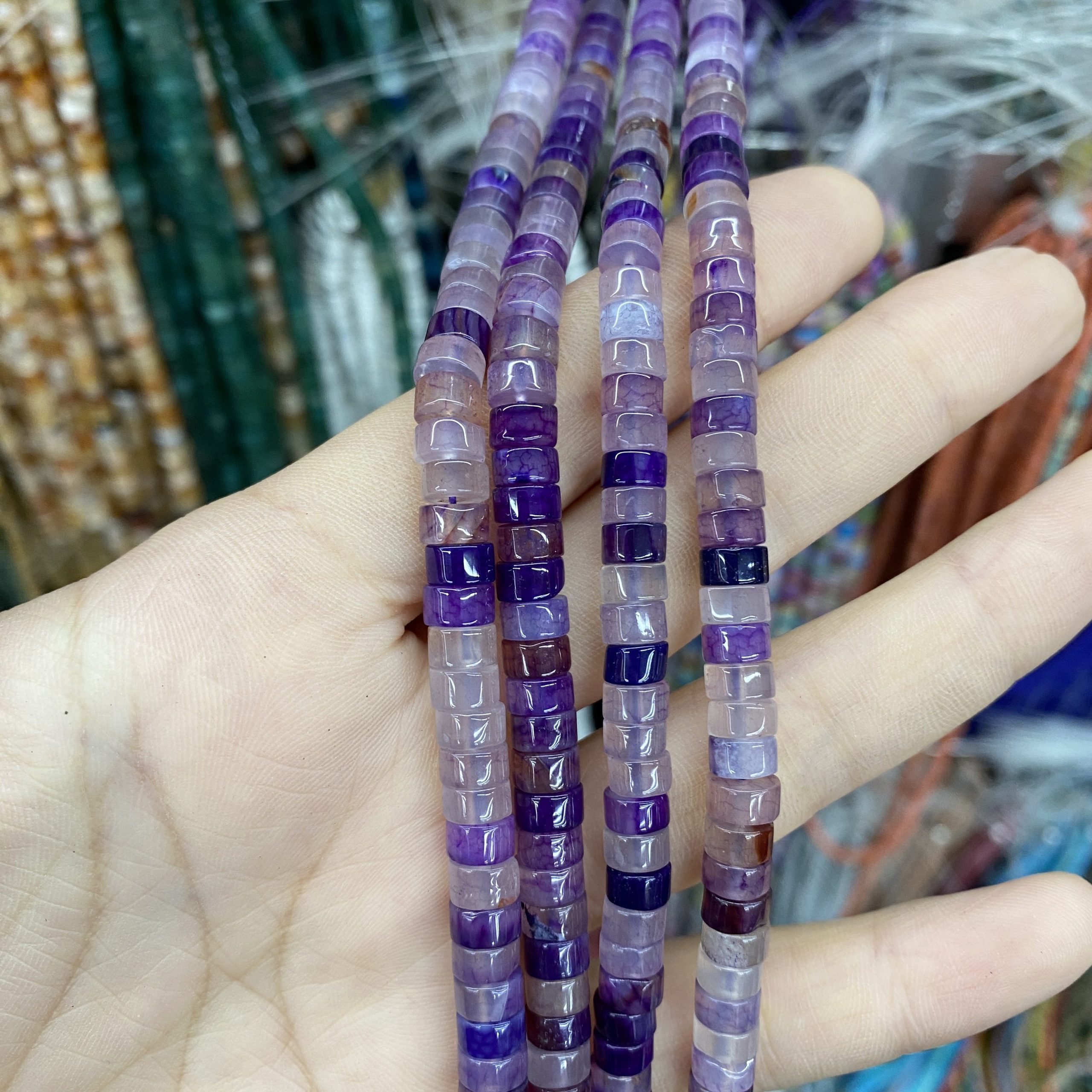 3*6mm Purple Agate Straight Cut Beads