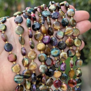 10*5mm Peacock Tigers-Eye Faceted Flat Beads