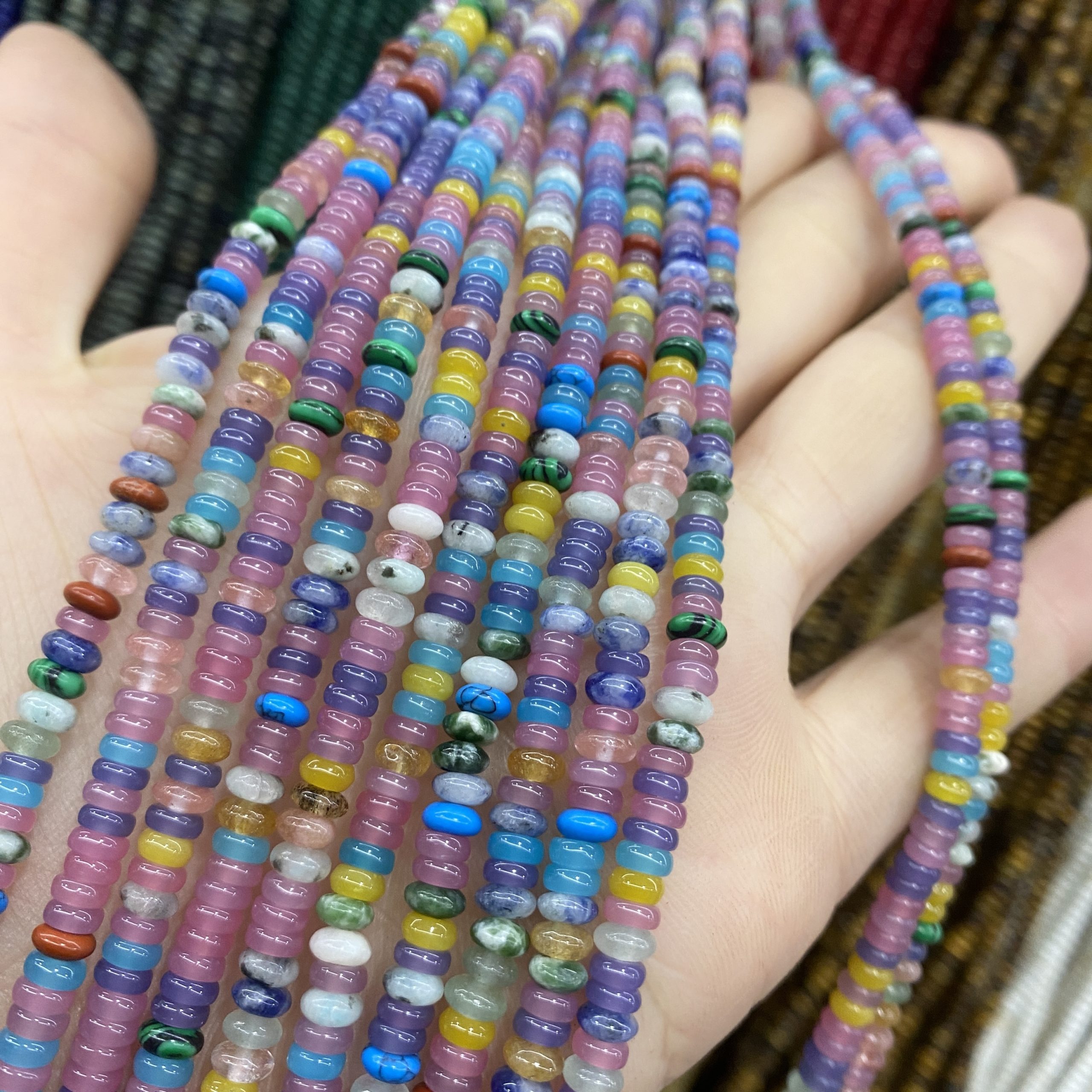 4*2mm colorful agate crystal abacus beads