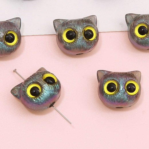 19*16mm acrylic cute multi-color cat beads