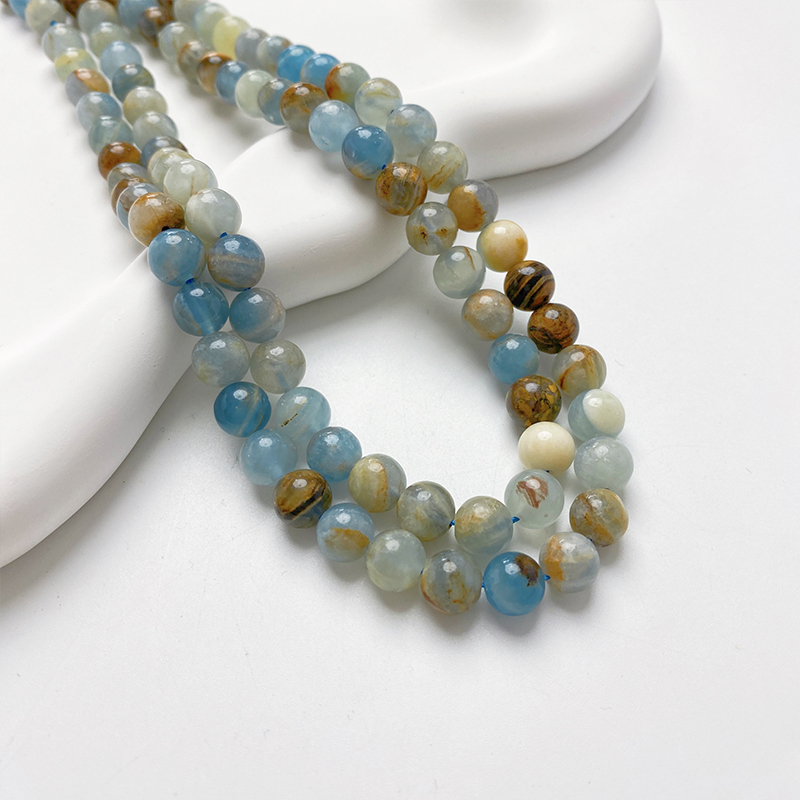 6-10mm blue calcite beads
