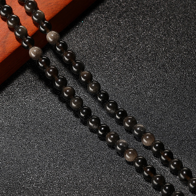 4-8mm Silver Obsidian beads