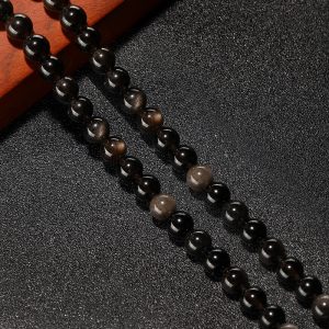 4-8mm Silver Obsidian beads