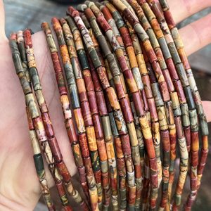 4*13mm Picasso Stone Round Tube Beads