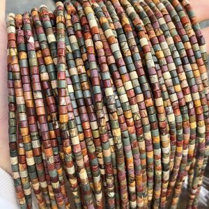 4*4mm 6*6mm Picasso Stone Cylindrical Beads