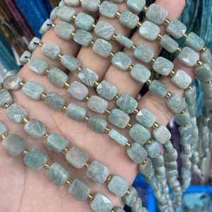 8*10mm Larimar stone faceted square beads