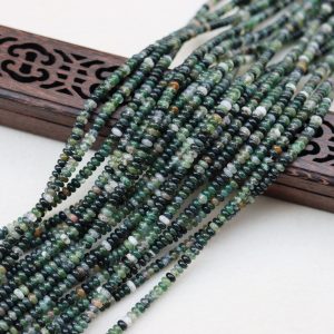 4*2mm dark green Water Grass Agate abacus beads