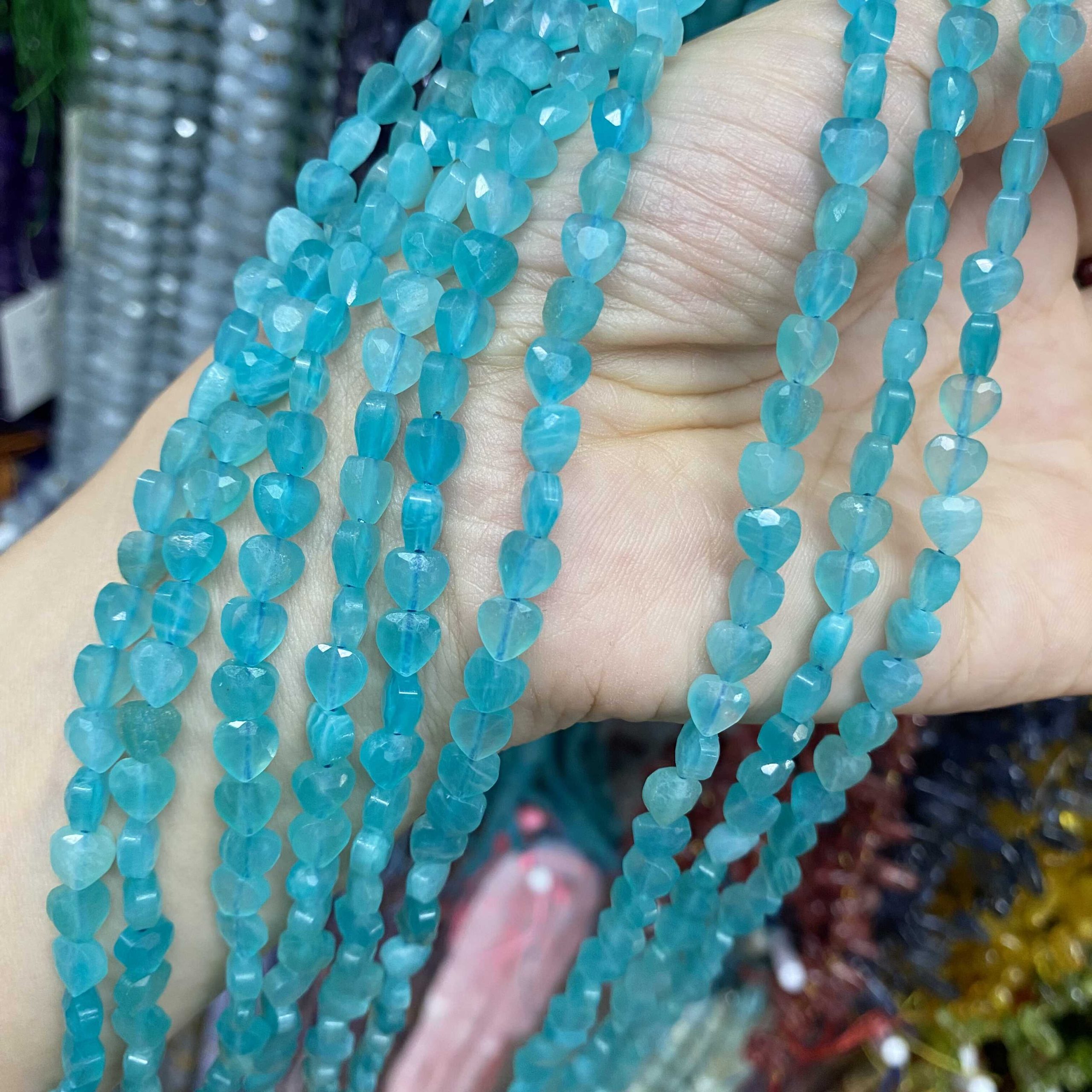 6mm Amazonite heart-shaped beads