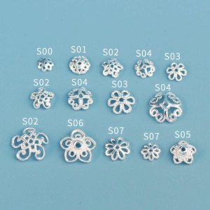 S925 Sterling Silver Flower-shaped Spacers Findings