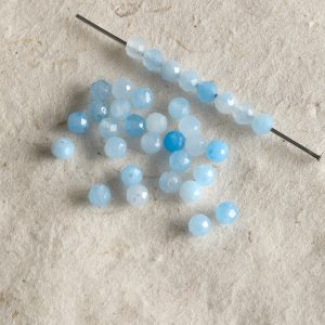 3-4mm aquamarine faceted beads