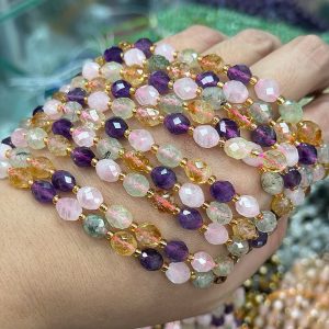 6*8mm various crystal combination faceted rice beads