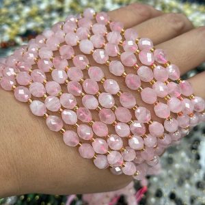 6*8mm Rose Quartz faceted rice beads