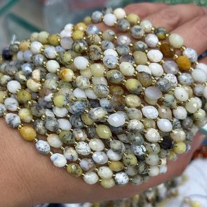 6*8mm spotted Opal faceted rice beads