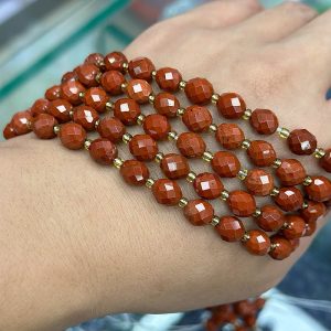 6*8mm red stone faceted rice beads