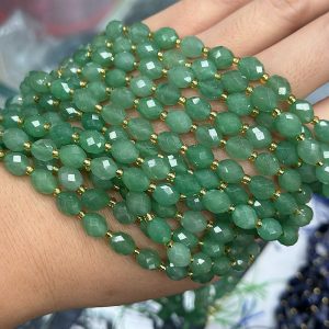 6*8mm green Aventurine faceted rice beads