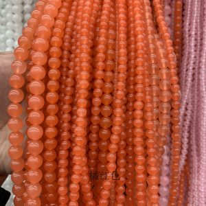 4-12mm Orange-red Chalcedony Beads